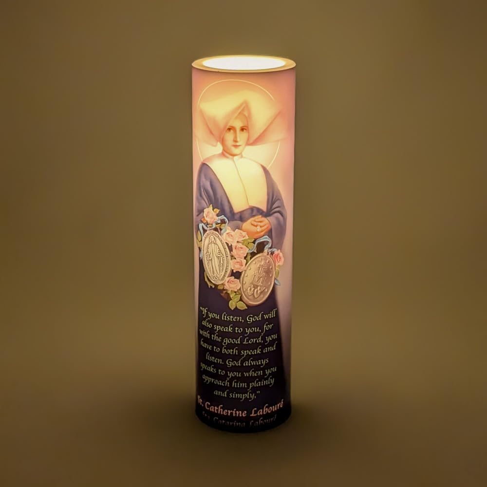 THE SAINTS COLLECTION St Catherine, LED Flameless Devotional Prayer Candle