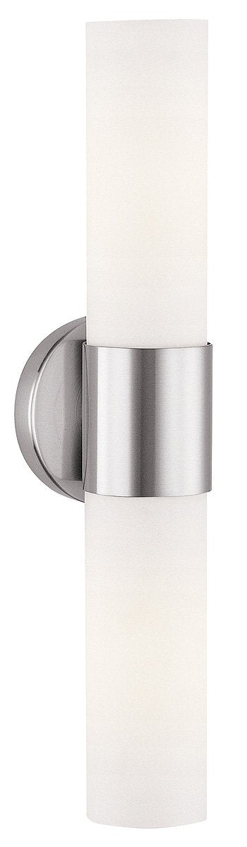 Aqueous - 2-Light Wall Sconce - Brushed Steel Finish - Opal Glass Shade