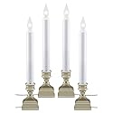 612 Vermont LED Electric Window Candles with Bright Hot Spot, Sensor Dusk to Dawn, Flicker Flame or Steady On, USB Low Voltage Adapter, VT-1270P-4
