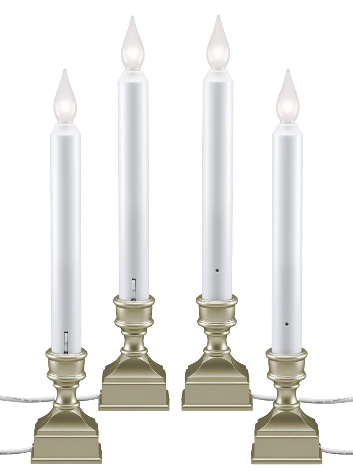 612 Vermont LED Electric Window Candles with Bright Hot Spot, Sensor Dusk to Dawn, Flicker Flame or Steady On, USB Low Voltage Adapter, VT-1270P-4