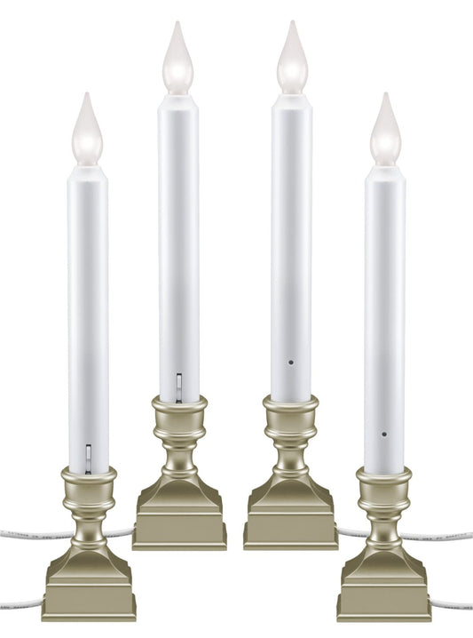 612 Vermont LED Electric Window Candles with Bright Hot Spot, Sensor Dusk to Dawn, Flicker Flame or Steady On, USB Low Voltage Adapter, VT-1270P-4