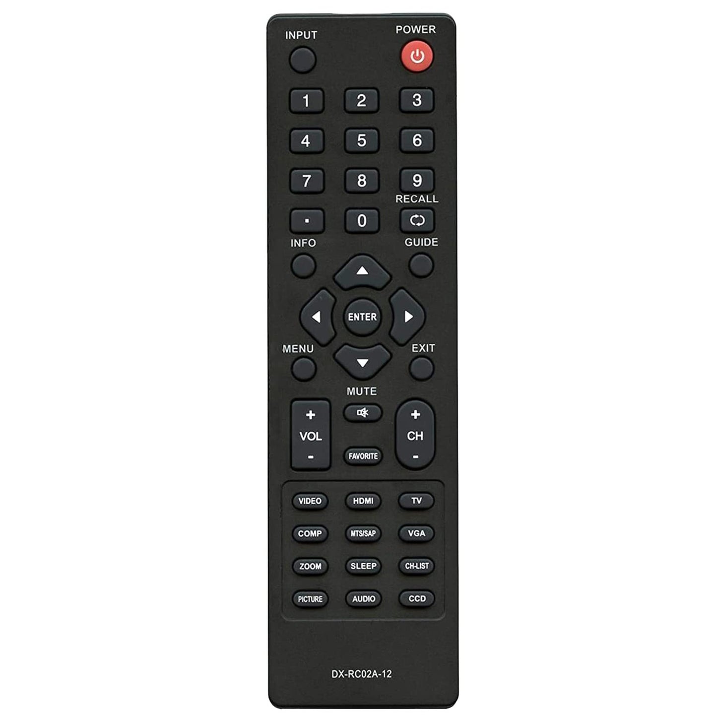New DX-RC01A-12 DX-RC02A-12 DX-RC01A-13 LCD LED TV Replaced Remote fit for DYNEX TV DX-46L262A12 DX-32L230A12; DX-46L260A12 DX-24L230A12 DX-19E220A12
