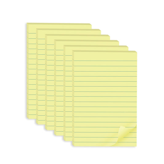 (6 Pack) Lined Sticky Notes 4x6 in,Yellow Large Notepads with Lines