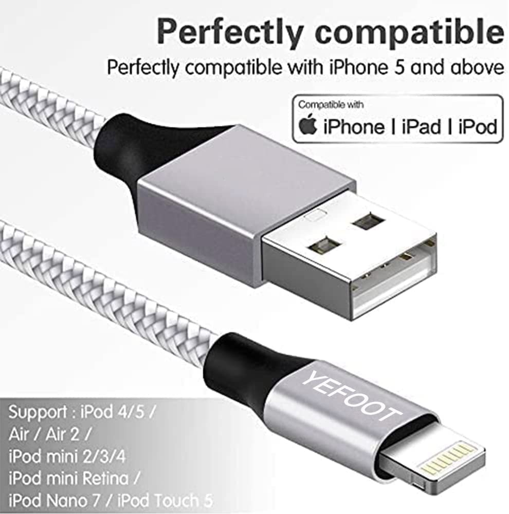 [Apple MFi Certified] 6Pack(3/3/6/6/6/10FT) iPhone Charger Nylon Braided Fast Charging Lightning Cable Compatible iPhone…