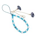 Katutude Beaded Phone Charm Lanyard, Bling Sparkle Cell Phone Charm Wrist Strap, Universal Anti-Lost Phone Chain, Blue