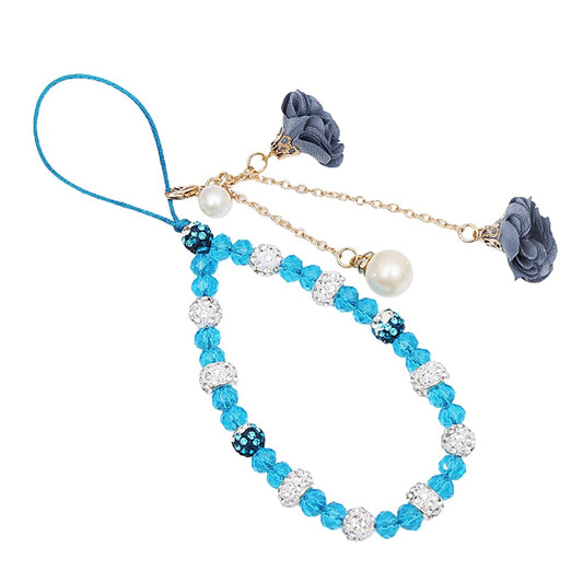 Katutude Beaded Phone Charm Lanyard, Bling Sparkle Cell Phone Charm Wrist Strap, Universal Anti-Lost Phone Chain, Blue