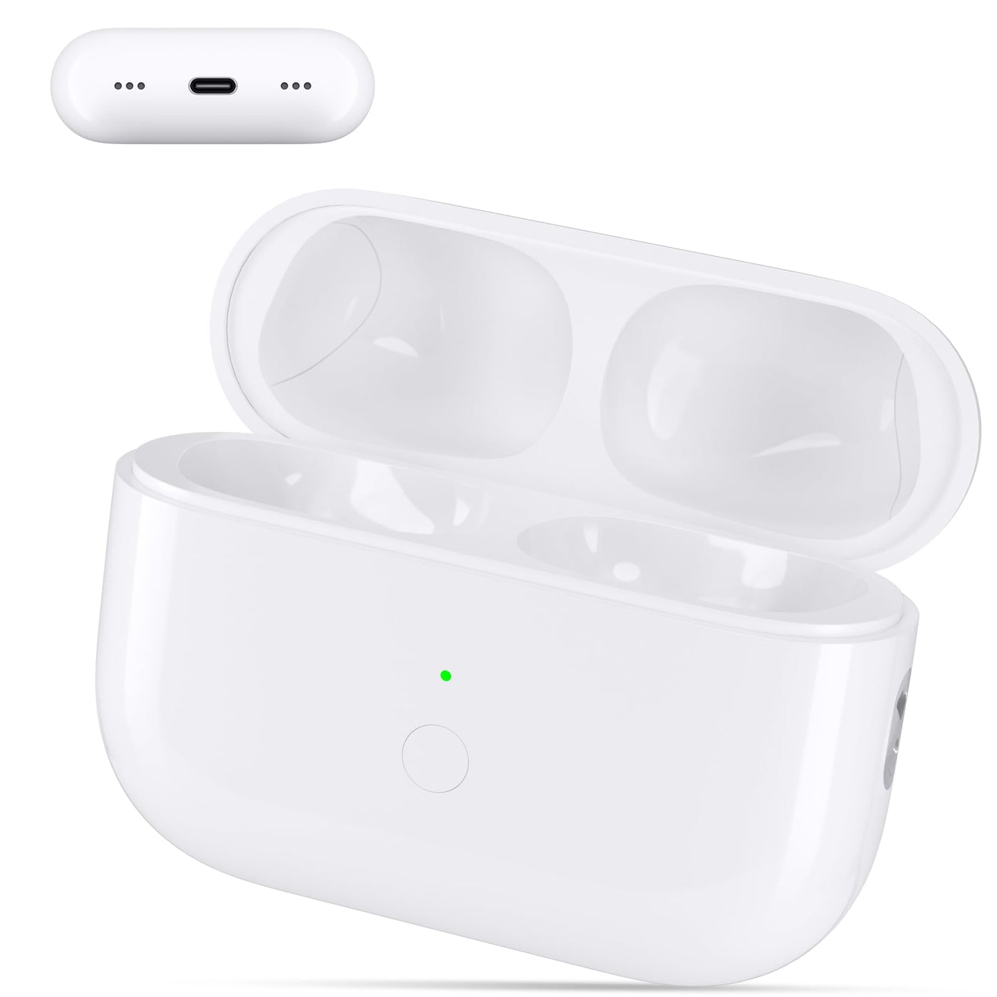 Replacement Charging Case Compatible with AirPods Pro 2nd/1st Generation, 600mAh Wireless Charger Case with Bluetooth Pairing Sync Button, 15-Min Fast
