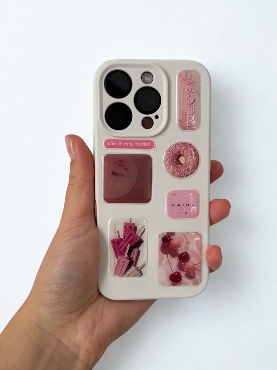 3D Epoxy Vinyl Stickers Set - Waterproof Domed Decals for Phone, Laptop Glossy Bubble Stickers (Pinky Aesthetic)