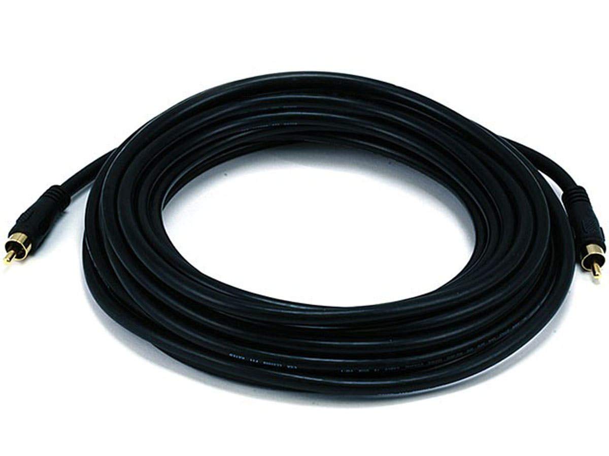 Monoprice Audio/Video Coaxial Cable - 25 Feet - Black | RCA Male/Male RG-59U 75ohm (for S/PDIF Digital Coax Subwoofer & Composite Video)