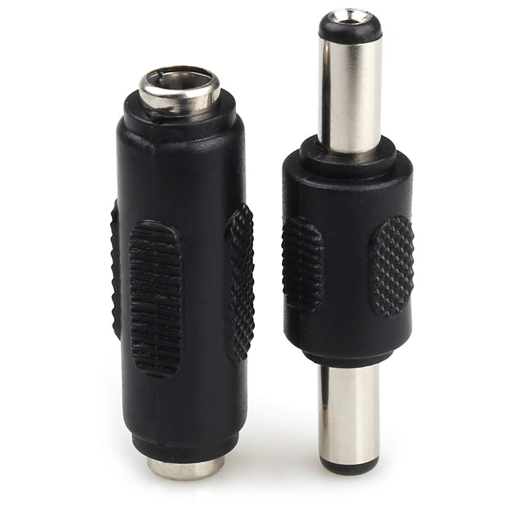 bnafes 5pcs Male to Male Power Plug Connector & 5pcs DC 5.5x2.1mm Female to Female Power Jack Connector Adapter for CCTV