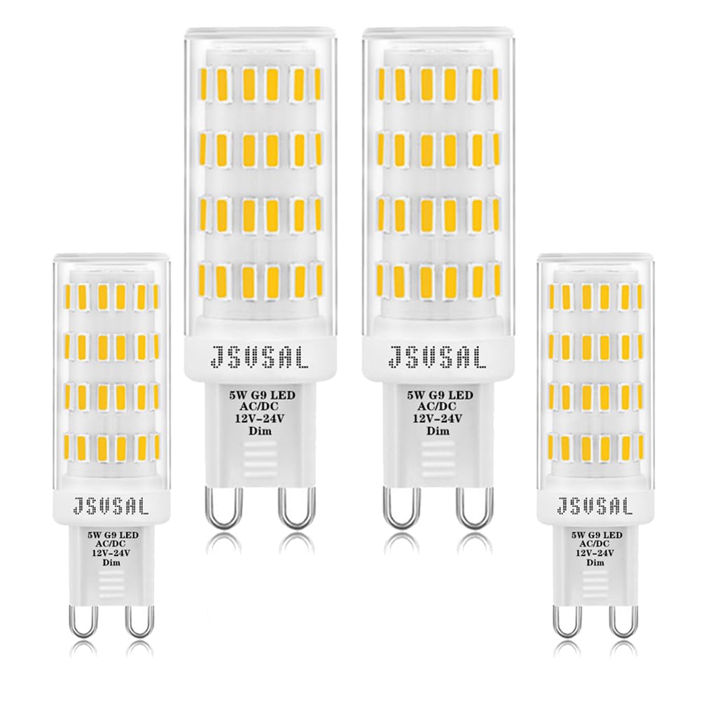 JSVSAL G9 LED Bulb Dimmable Low Voltage 12V-24V,Daylight White 5000K,4-Pack