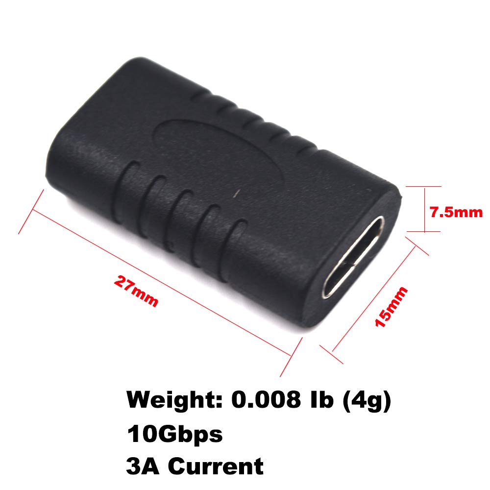 Kework 2 Pack USB Type C Coupler, USB 3.1 C Female to Female Extension Connector Adapter