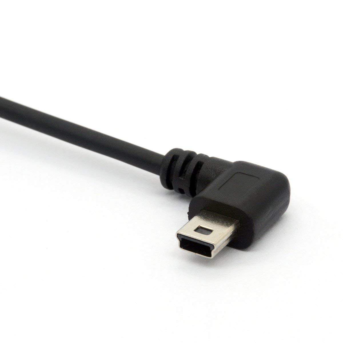 GLHONG Coiled Mini USB Cable, 90 Degree Spring USB 2.0 to Mini USB Cable Cord, Right Angle Charging and Sygn Mini USB Adapter Lead 1.5meter