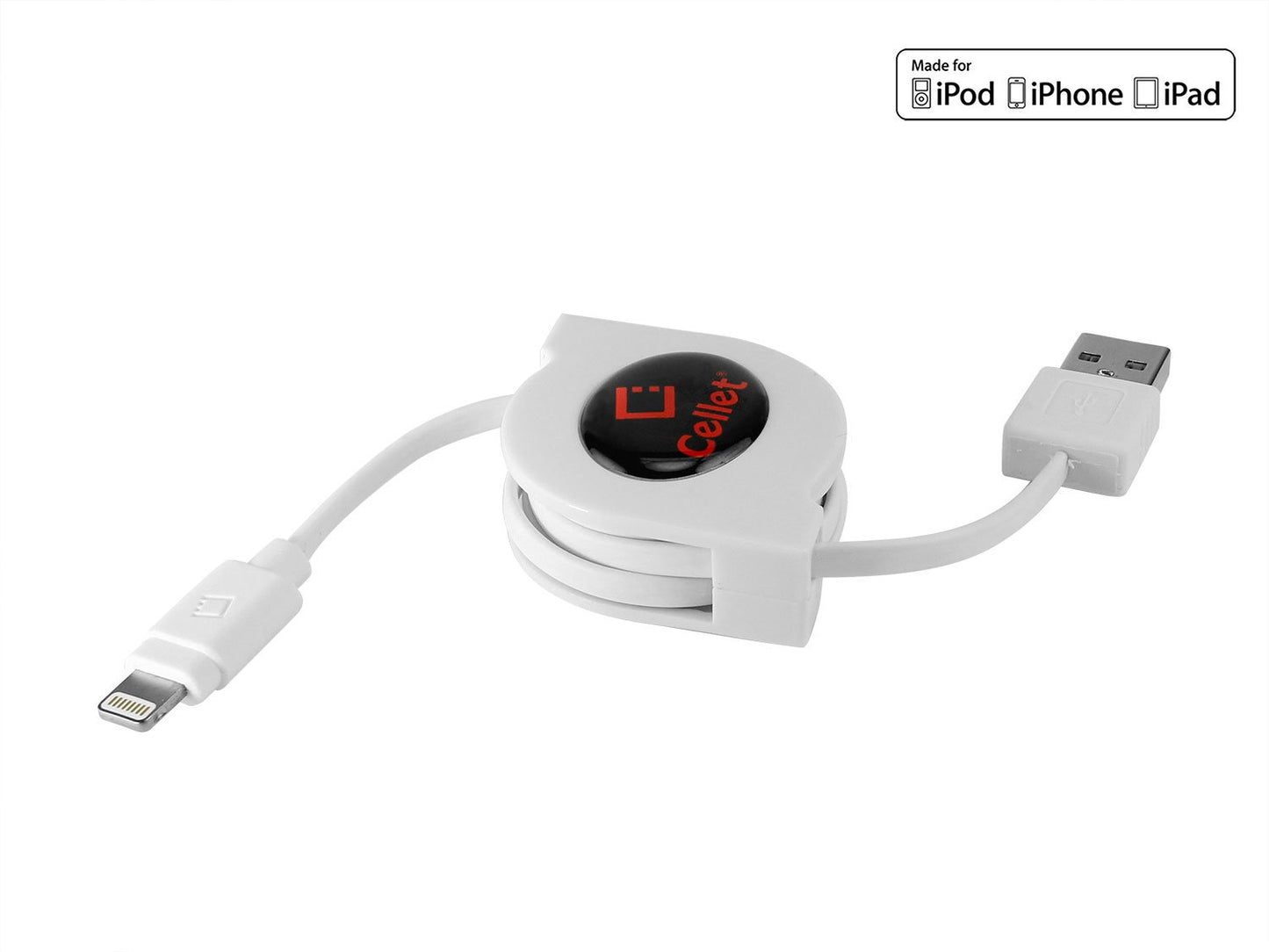 Cellet Retractable Lightning Cable, Charging Cord Compatible with Apple iPhone 14 Pro Max Plus 13 12 11 Xs Xr X mini SE 8 7 6 5 iPad Pro Air Mini…
