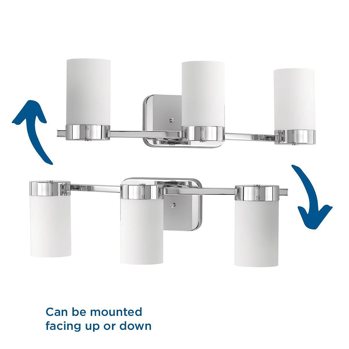 Progress Lighting Elevate Collection 3-Light Etched White Glass Mid-Century Modern Bath Vanity Light Polished Chrome