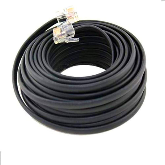 BoostWaves 50' Foot Black Telephone Extension Cord Cable Line Wire RJ-11