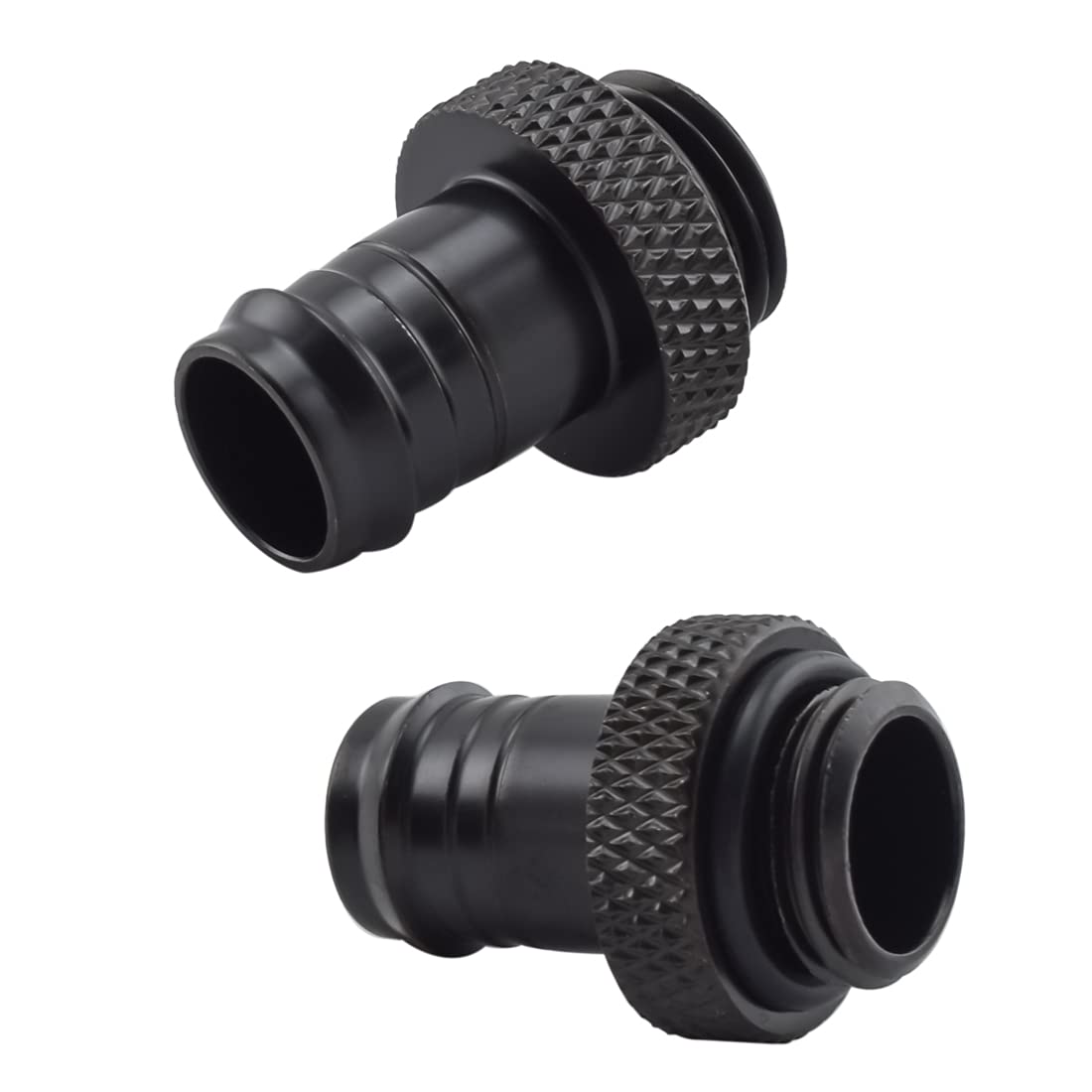 MARRTEUM G1/4" to 3/8" Barb Fittings Soft Tubing Barb Extender Connector for Computer Water Cooling System, Black, 2 Pack