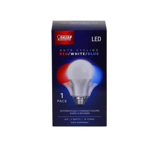 Feit Electric LED A19 E26 R/W/B 2W