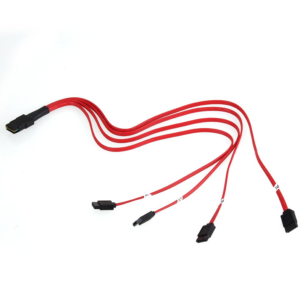 Generic 50cm Mini SAS 4i SFF-8087 36P to 4 SATA 7P HDD Hard Drive Splitter Cable Red