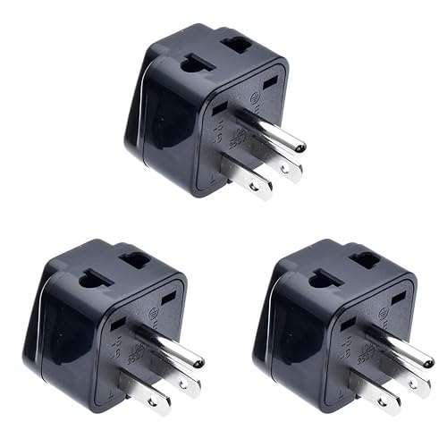 Travel Plug Adapter (Type B),Vsanstar 2 in one Universal Travel Adapter Socket for USA,Japan,Canada,Philippines - 3 Pack [Grounded & Universal]