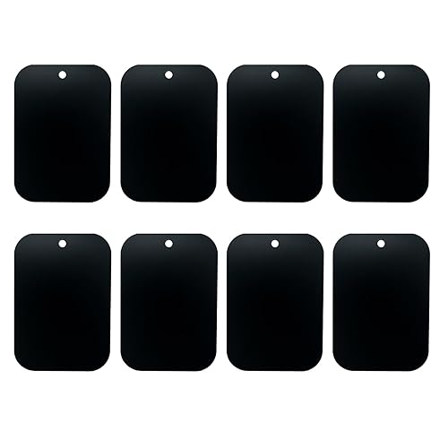 GDMINLO Mount Metal Plate?8Pack? for Magnetic Car Mount Phone Holder with Full Adhesive for Phone Magnet, 8X Rectangular (Black)