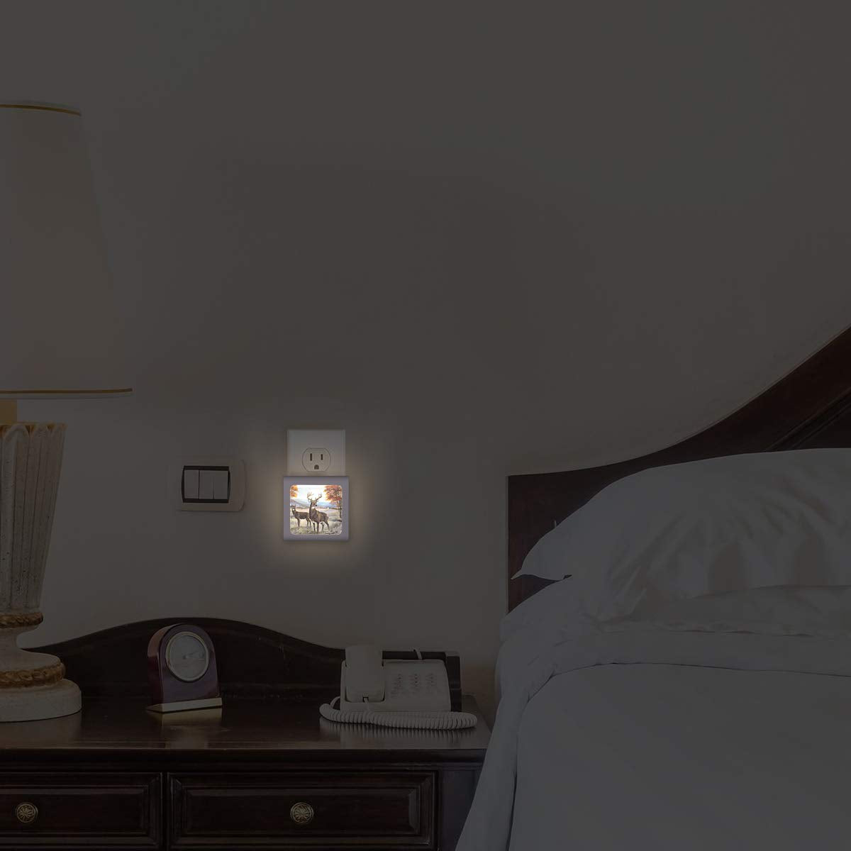 Art Plates Plug in Dimmable LED Night Light with Dusk to Dawn Auto Sensor, Adjustable Brightness, Warm Light, Auto On-Off Nightlight for Bathroom