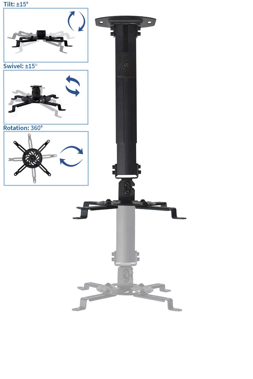 VIVO Black Extending Adjustable Ceiling Projector Mount, MOUNT-VP02B