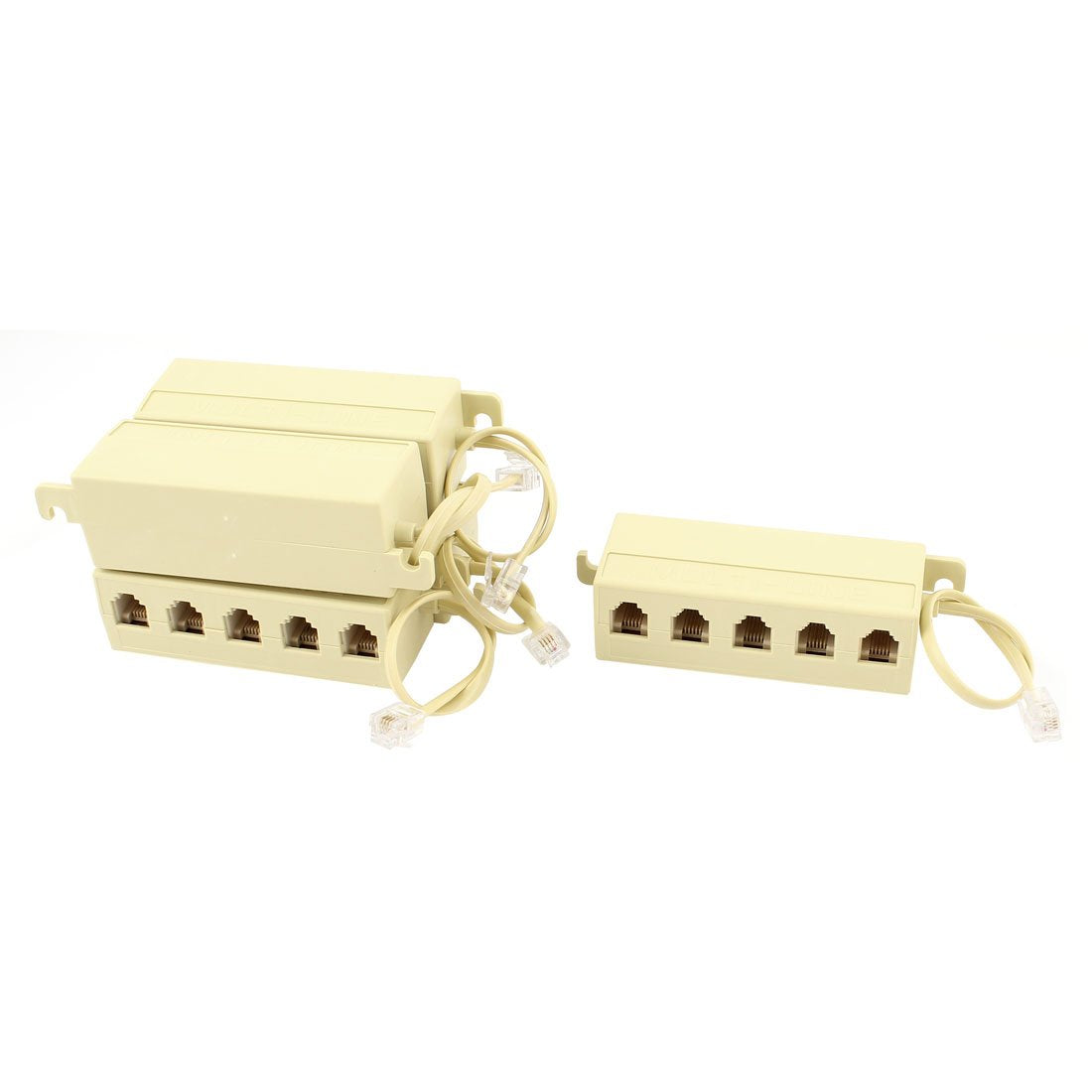 uxcell® 6P4C RJ11 5 Outlet Telephone Modular Line Splitter Adapter 5 Pcs Beige