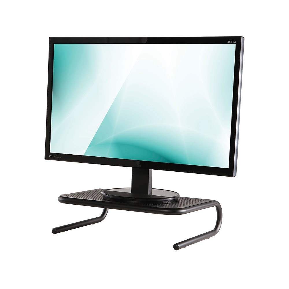 Staples Standard Steel Monitor Stand - Desktop Riser for Monitors, Laptops & Office Workstations, Black