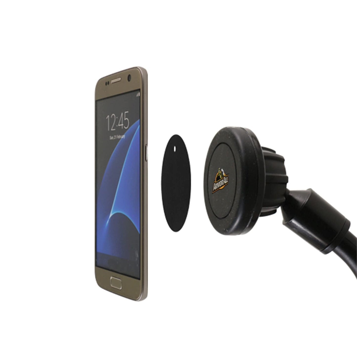 Armor All Magnetic Gooseneck Mount for Mobile Phones, Comes with 2 Differently Sized Magnetic Plates for Your Devices, Rotate for Ideal Viewing Angle