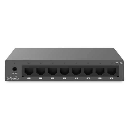 EnGenius 8-Port Gigabit Unmanaged Switch (ES108) | 5X GE Ports high-Speed Connections | Plug and Play | fanless Silent Operation | IEEE 802.3az Energy