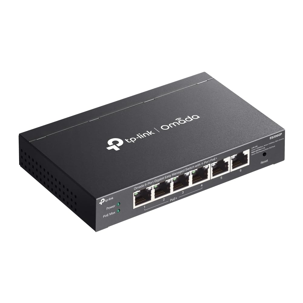 TP-Link Omada 6 Port Gigabit Easy Managed, PoE Switch, 65W Budget, PoE+ Compliant, Up to 250m PoE Distance, Auto Recovery, VLAN, Auto Loop Prevention