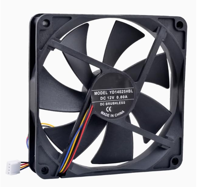 YD14025HBL DC 12V 0.80A 140x140x25mm 14cm 4-Wire Chassis Cooling Fan