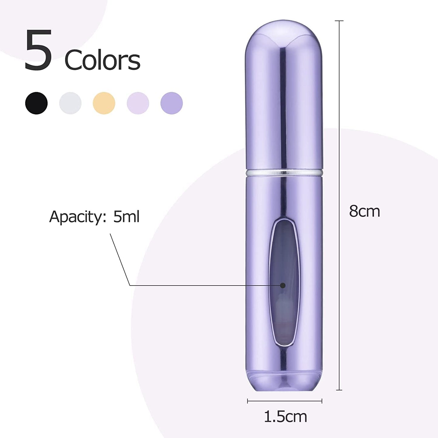 HonKuaDL Travel Perfume Atomizer, Refillable Cologne Bottle Spray Container - Must-Have for Travel (5 Pack, 5ml/0.2oz)