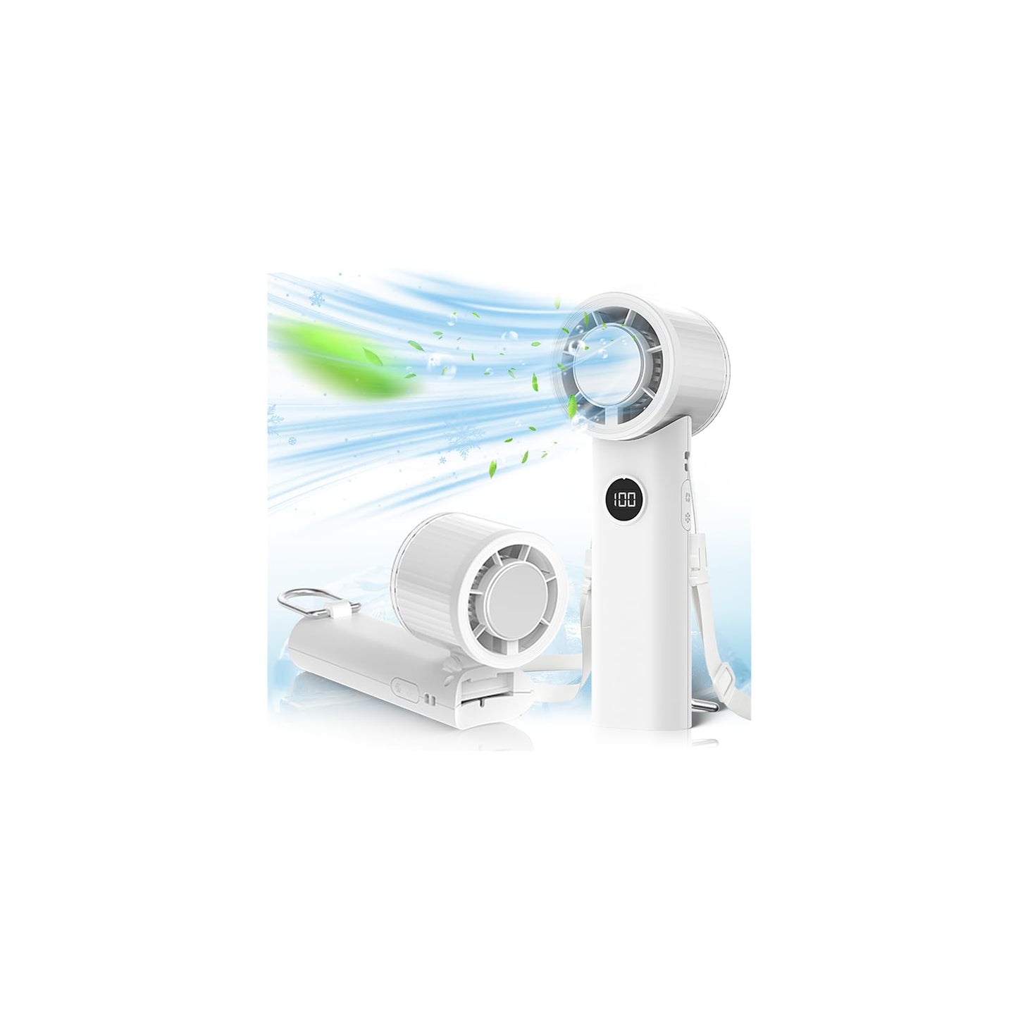 Portable Handheld Foldable Personal Cooling Fan, Battery Powered(White)