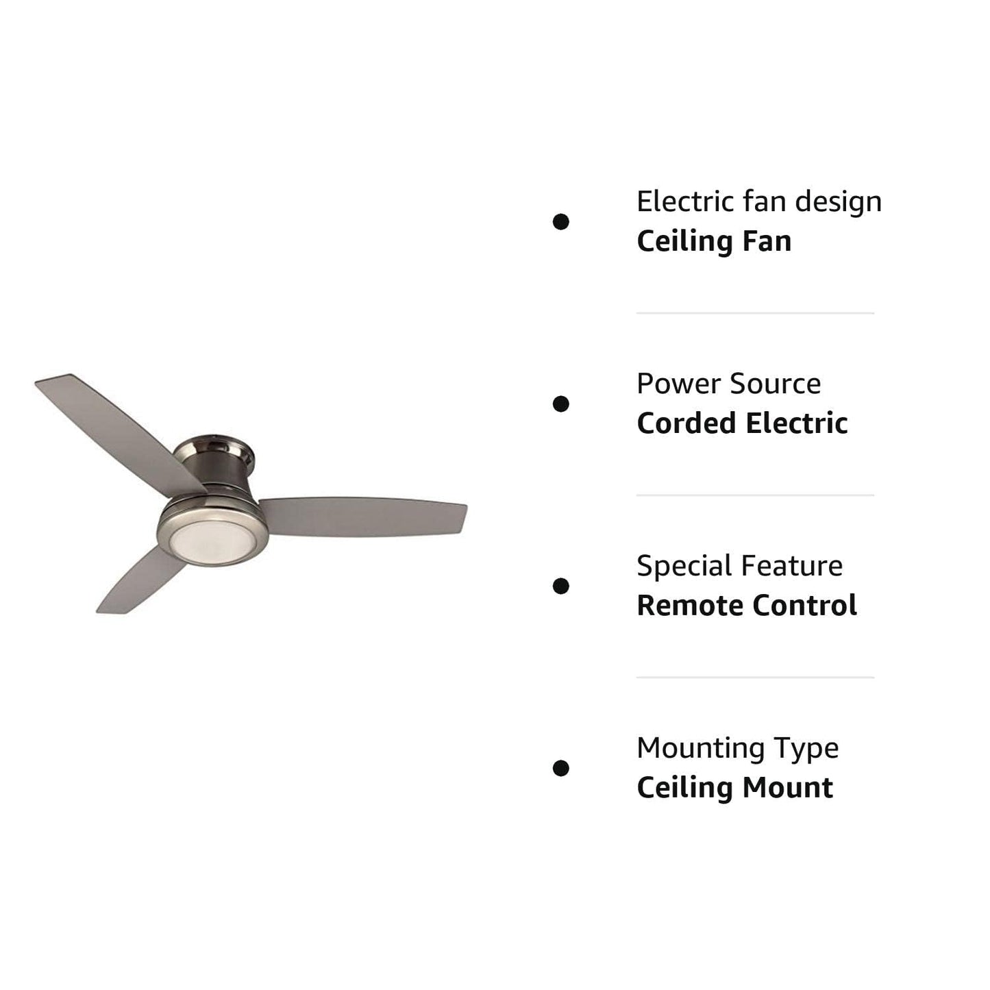Harbor Breeze Sail Stream 52-in Brushed Nickel Flush Mount Indoor Ceiling Fan with Light Kit and Remote (3-Blade)