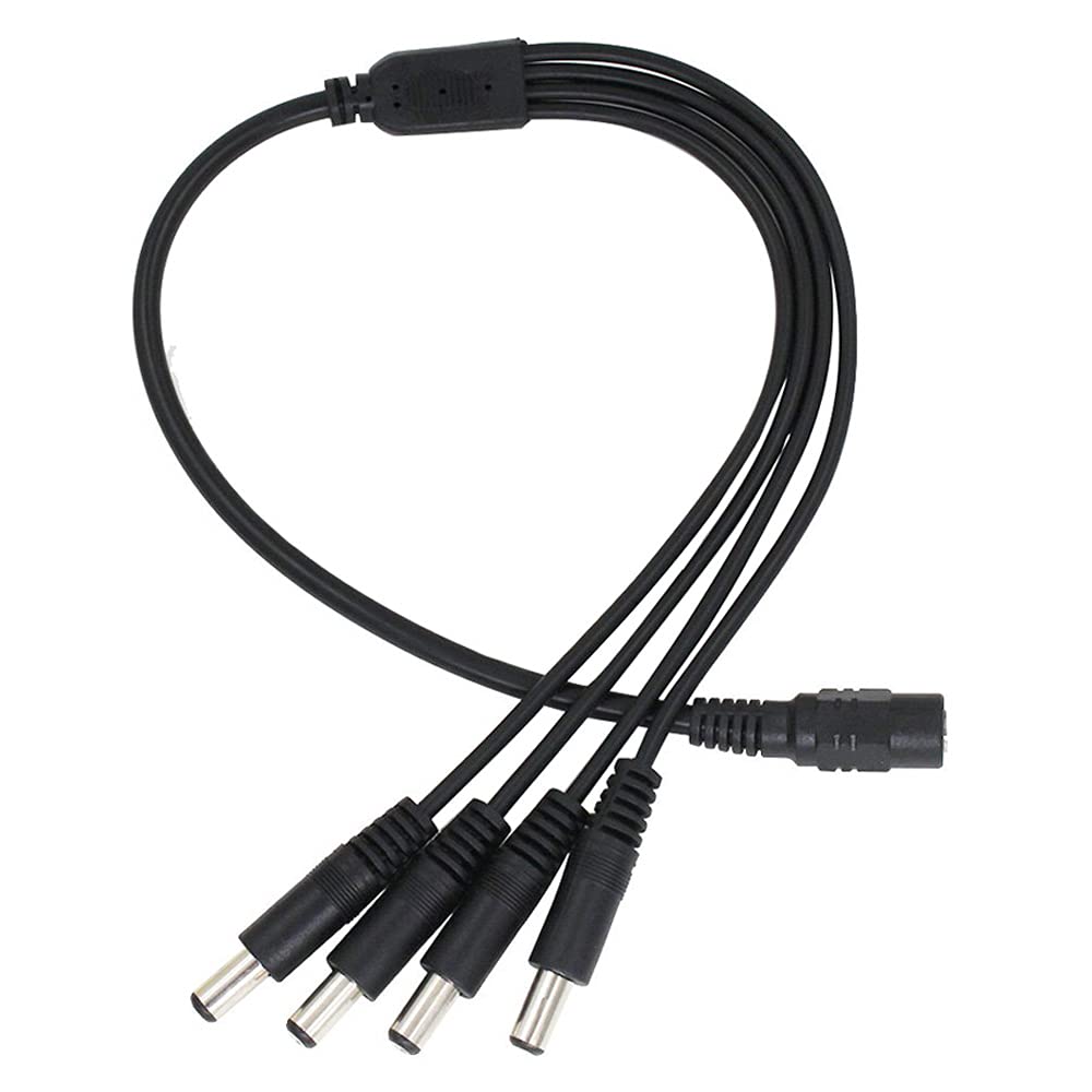 DC 1 Female to 4 Male Output Power Splitter Cable 4 Pcs 1 to 4 DC CCTV Camera Power Splitter Cable Y Adapter for CCTV Security Cameras and LED Strip