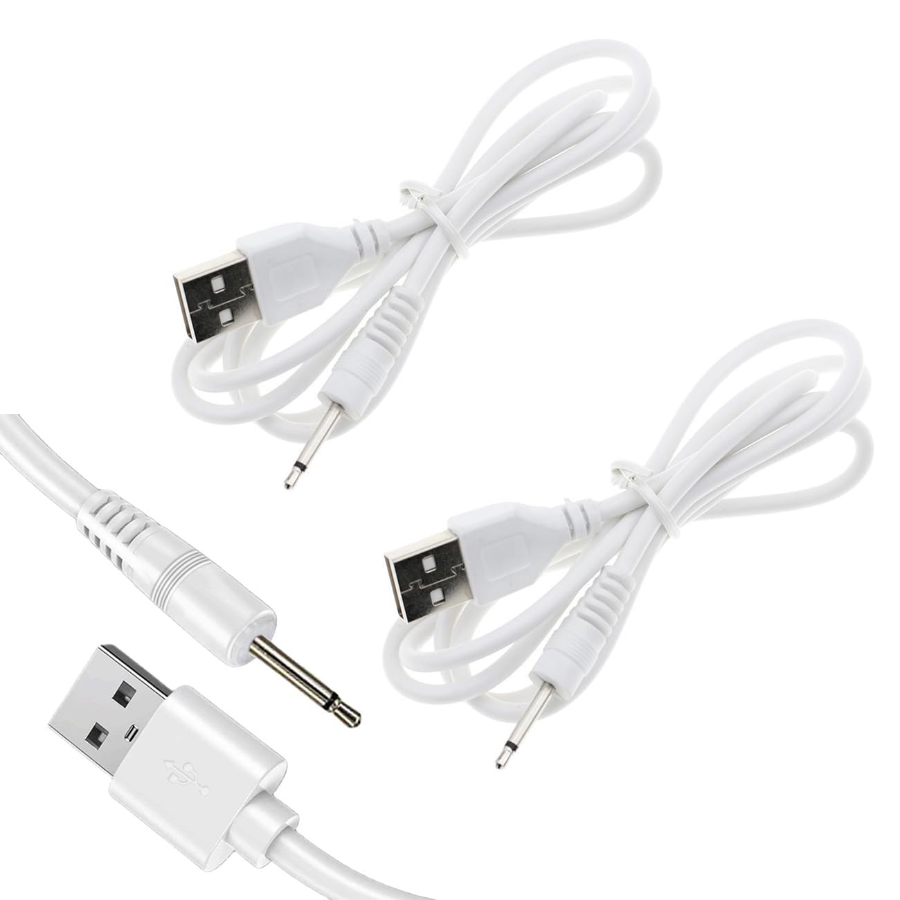 ThtRht 3 Pack DC Charging Cable Replacement USB to DC 2.5mm Charger Cord Adapter for Silicone Rechargeable Devices Massager Lamp Facial Cleanser 17mm