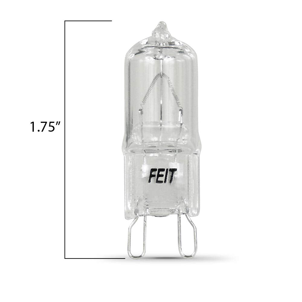 Feit Electric 60W T4 Halogen Light Bulb, G9 Bi-Pin Base, 3000K Warm White, 850 Lumens, Dimmable, 120V, 2,000 Hour Life, for Security, Motion Sensor