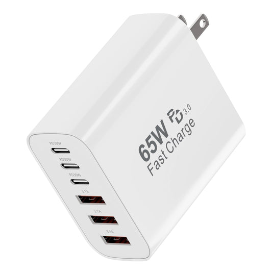 USB C Wall Charger Block, 65W GaN 6-Port Fast Charging Block,PD USB C Plug Adapter+QC Plug Compatible with iPhone iPhone 17/17 Plus/17 Pro Max/16/16