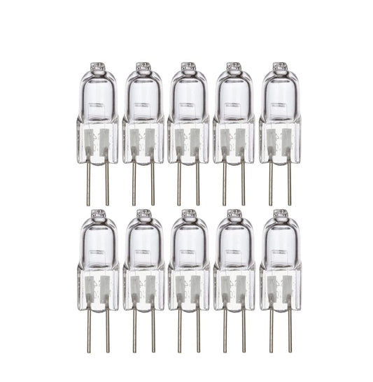 10 Pack 4mm Pin Spacing ONLY 10 Watt AC DC 12V Capsule T3 Light Bulb Replacement JC G4 2 Pin Base Halogen Kitchen Table Pendant Lamp 12 Volt 10W