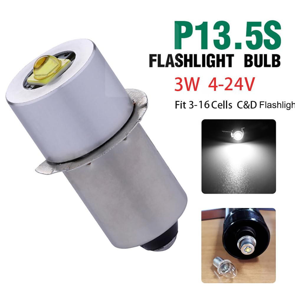 TRLIFE Maglight LED Bulb, Maglight Bulb Replacement for 3-16 C&D Cells Flashlight, 3W Maglight LED Converter Replacement Bulbs for 4V 5V 6V 12V 18V