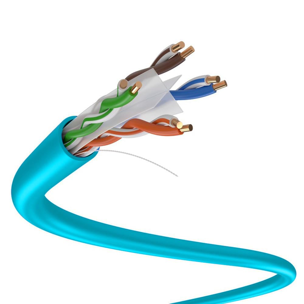 DRIPSTONE CAT6 1000ft Bulk Ethernet Cable 23AWG Solid CCA UTP 0.57mm Aqua