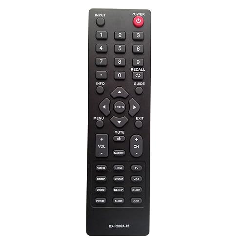DX-RC02A-12 Replace TV Remote Control fit for Dynex DX-40L130A11 DX-32L151A11 DX-55L150A11 DX-15L150A11 DX-40L150A11 DX-46L150A11 DX-24E150A11