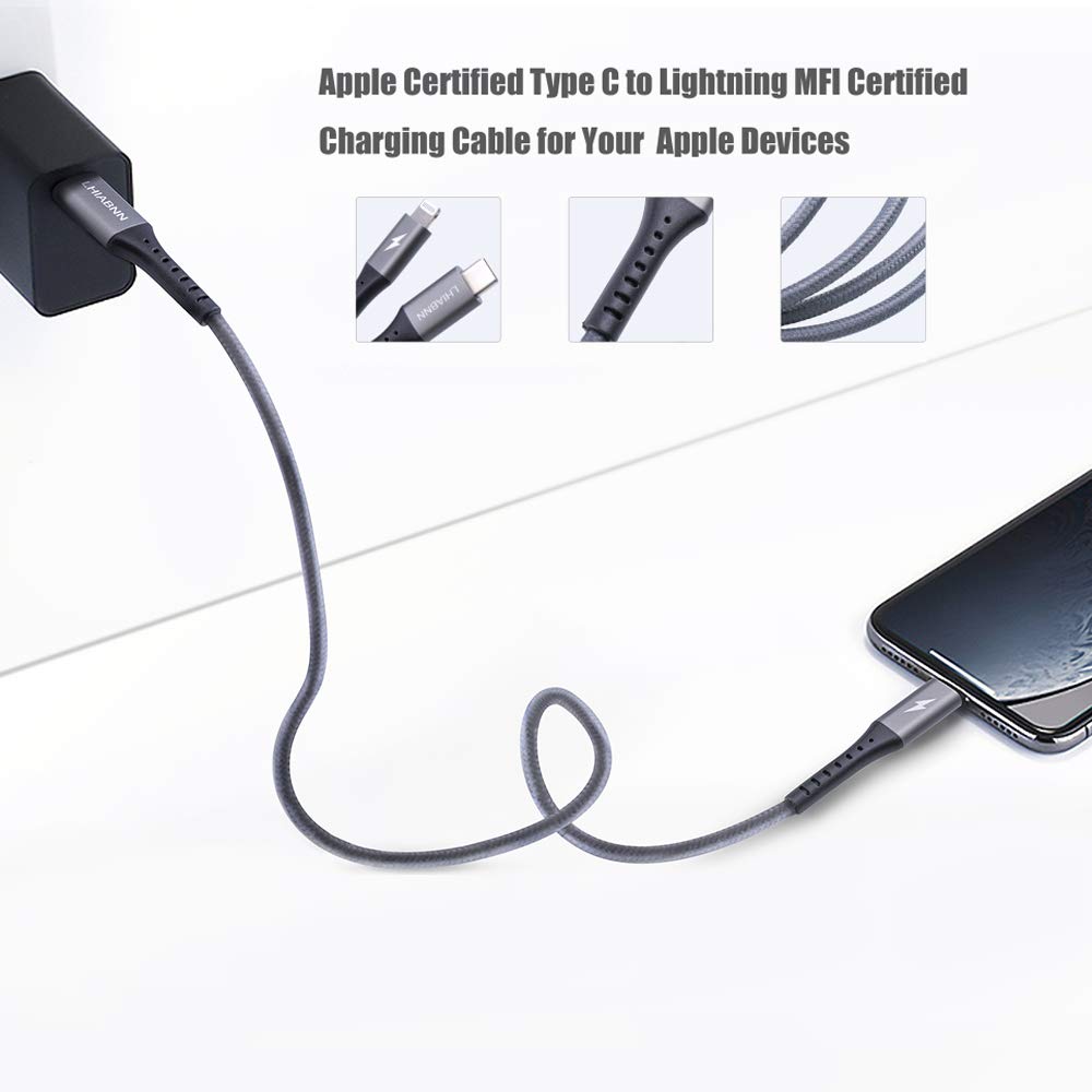 LHIABNN 3.3 ft USB C to Lightning Cable [Apple MFI Certified] Super PD Fast Charging Lightning Cable Compatible with iPhone 11/11 Pro/MAX/XS/XS…
