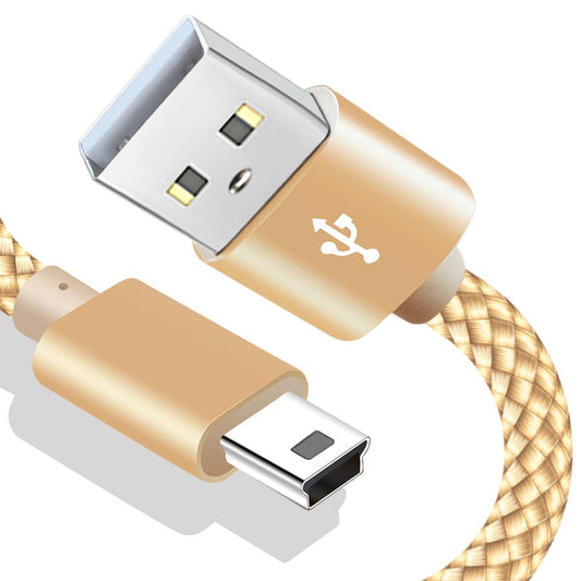 SIOCEN 10ft Mini USB Cable Braided, Long Type A Male to Mini-B Charger Cord for GoPro Hero 3+,Canon PowerShot/Rebel/EOS/DSLR Camera,PS3 Controller