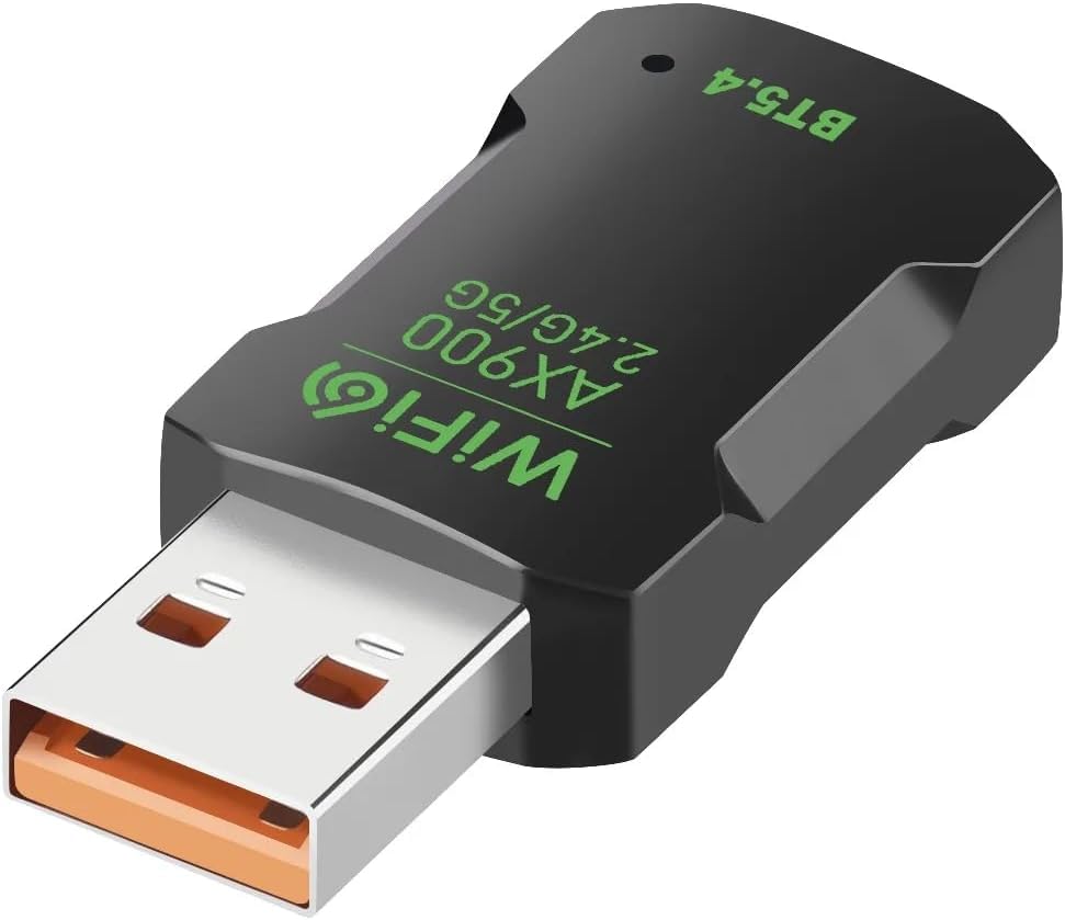 900Mbps WiFi 6 Adapter, 2 in 1 USB Bluetooth 5.4 Network Card 2.4G 5G Wireless USB Dongle Receiver Free Driver for PC