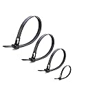 Helonge Reusable Zip Ties, 100 Pcs Assorted Fastening Cable Zip Ties 6" 8" 10" 12" Four Length Heavy Duty Nylon Self Locking Wire Ties