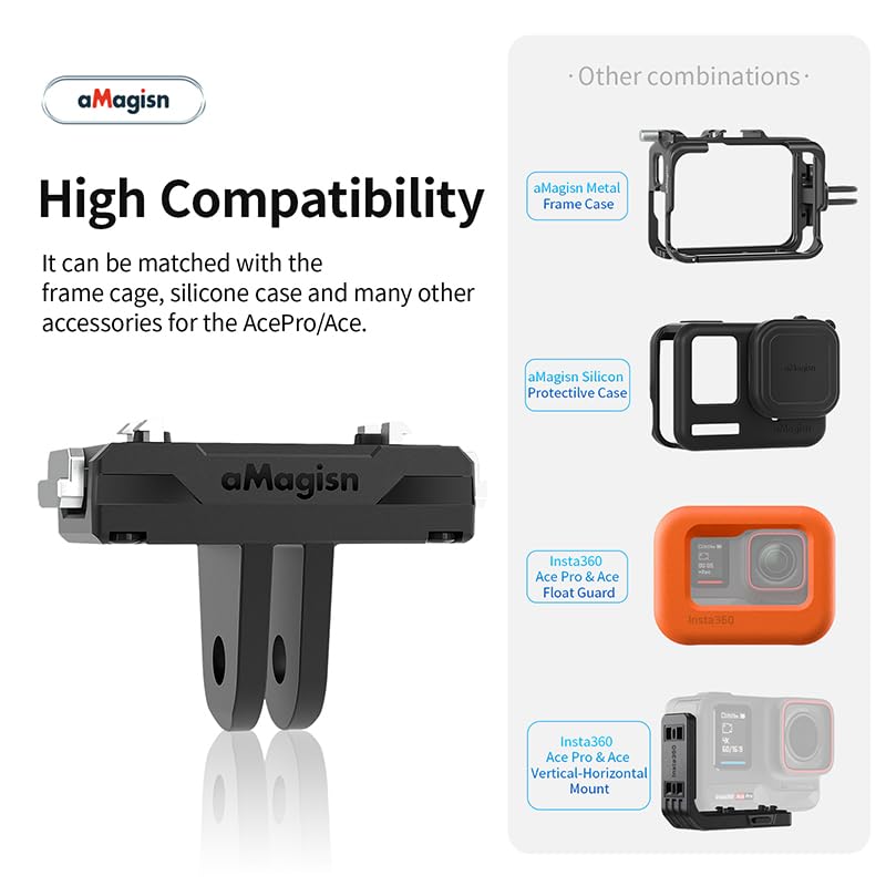 Coyktonty ABS Magnetic Adapter Mount for Insta360 Ace Pro/Insta360 Ace,Two-Claw Adapter Quick Release Adapter with Connection Adapter, Can be Mounted