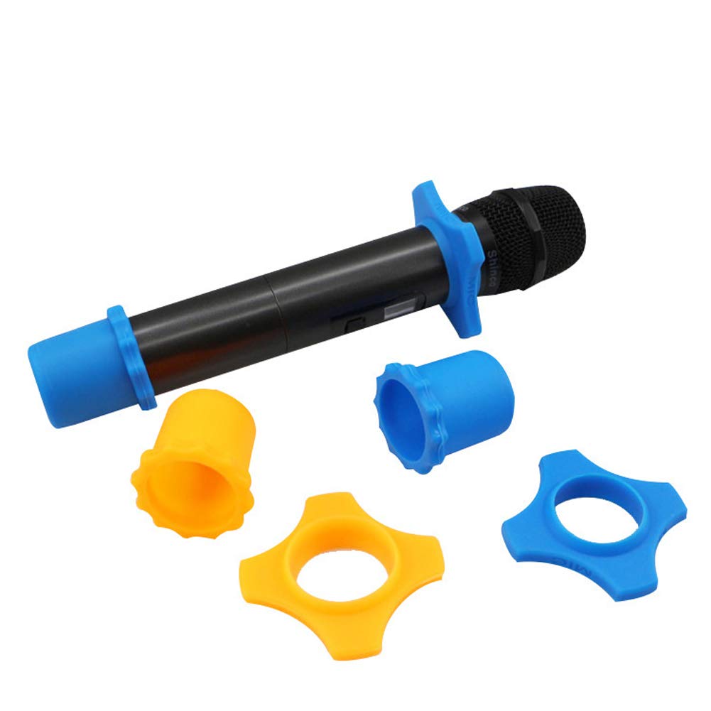 12 Pieces Shakeproof Anti-Rolling Handheld Microphone Windscreen Foam Cover & Mic Protection Silicone Ring & Bottom Rod Sleeve Holder Set for KTV